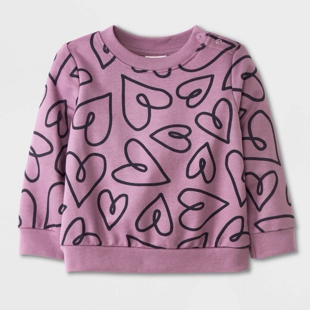 Cat & Jack Baby Hearts French Terry Sweatshirt